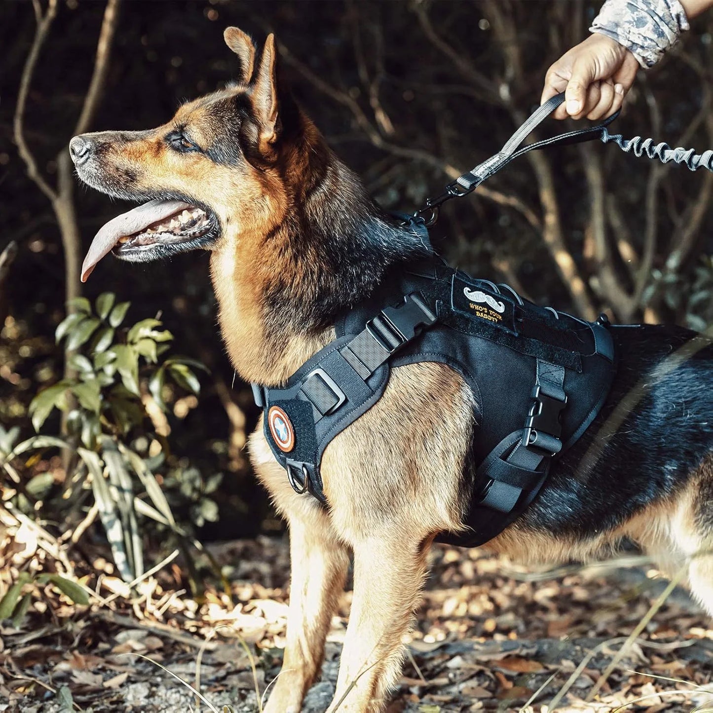 Tactical Dog Harness with Handle - Adjustable No-Pull Service Dog Vest with Hook & Loop Panels