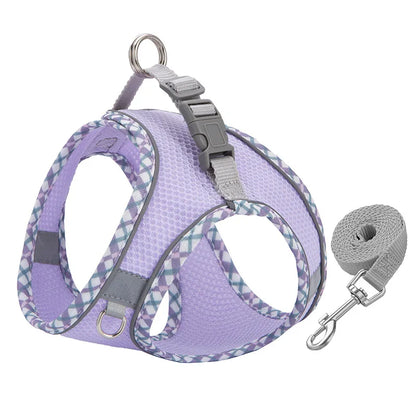 Reflective Adjustable Pet Harness and Leash Set for Small to Medium Dogs and Cats - Ideal for Outdoor Walking