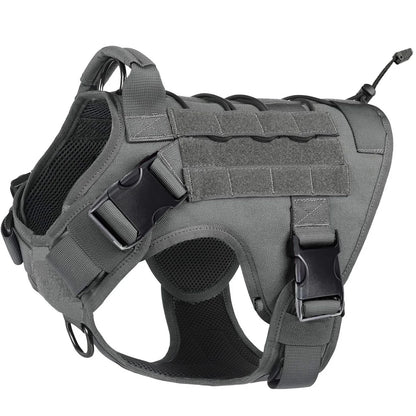 Tactical Dog Harness with Handle - Adjustable No-Pull Service Dog Vest with Hook & Loop Panels