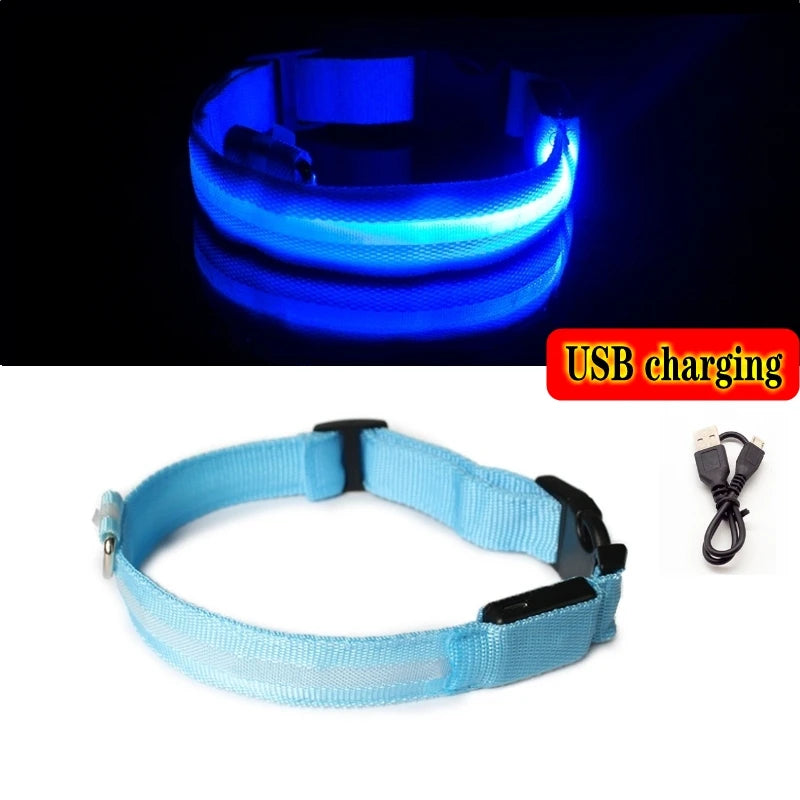 LED Dog Collar Light - Anti-Lost Illuminated Accessory for Dogs and Puppies, USB Rechargeable