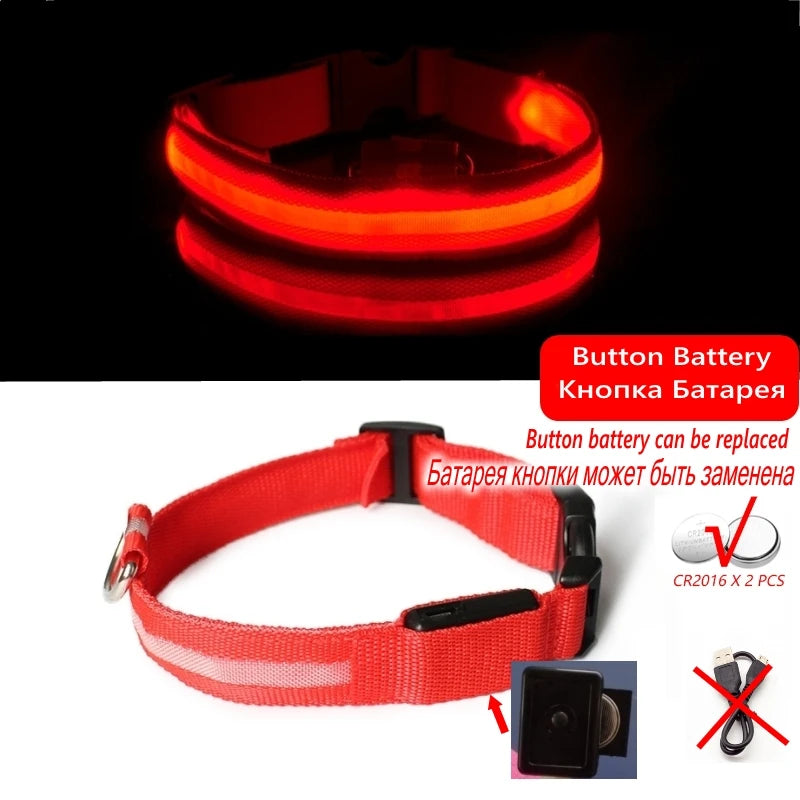 LED Dog Collar Light - Anti-Lost Illuminated Accessory for Dogs and Puppies, USB Rechargeable