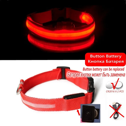 LED Dog Collar Light - Anti-Lost Illuminated Accessory for Dogs and Puppies, USB Rechargeable