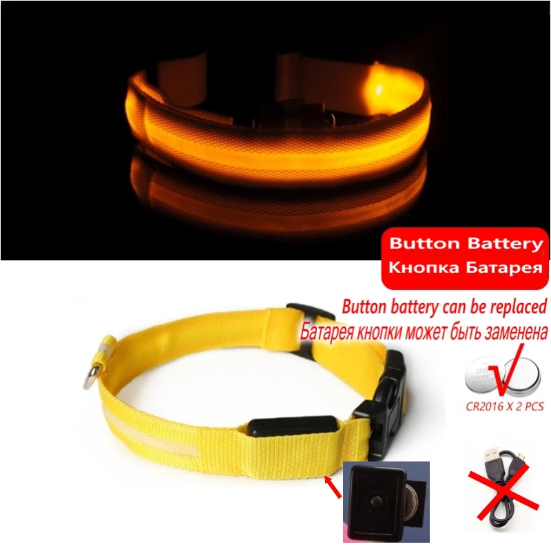 LED Dog Collar Light - Anti-Lost Illuminated Accessory for Dogs and Puppies, USB Rechargeable