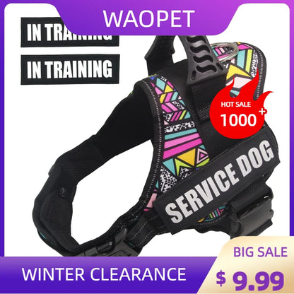 Premium Service Dog and Emotional Support Harness Vest with Removable Reflective Patches for Medium to Large Dogs