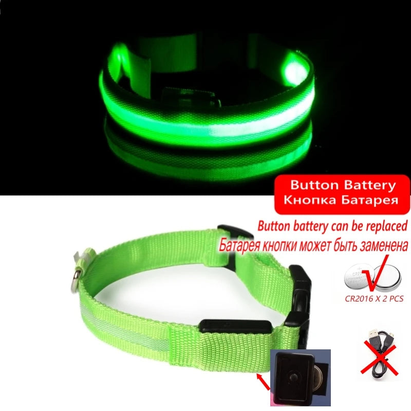 LED Dog Collar Light - Anti-Lost Illuminated Accessory for Dogs and Puppies, USB Rechargeable
