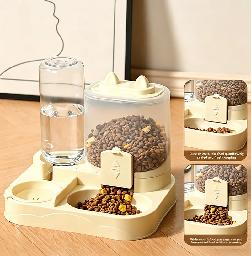 Automatic Pet Feeder and Water Dispenser with Large Capacity Storage for Cats