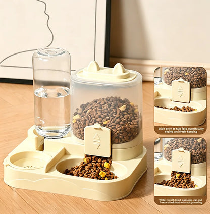 Automatic Pet Feeder and Water Dispenser with Large Capacity Storage for Cats