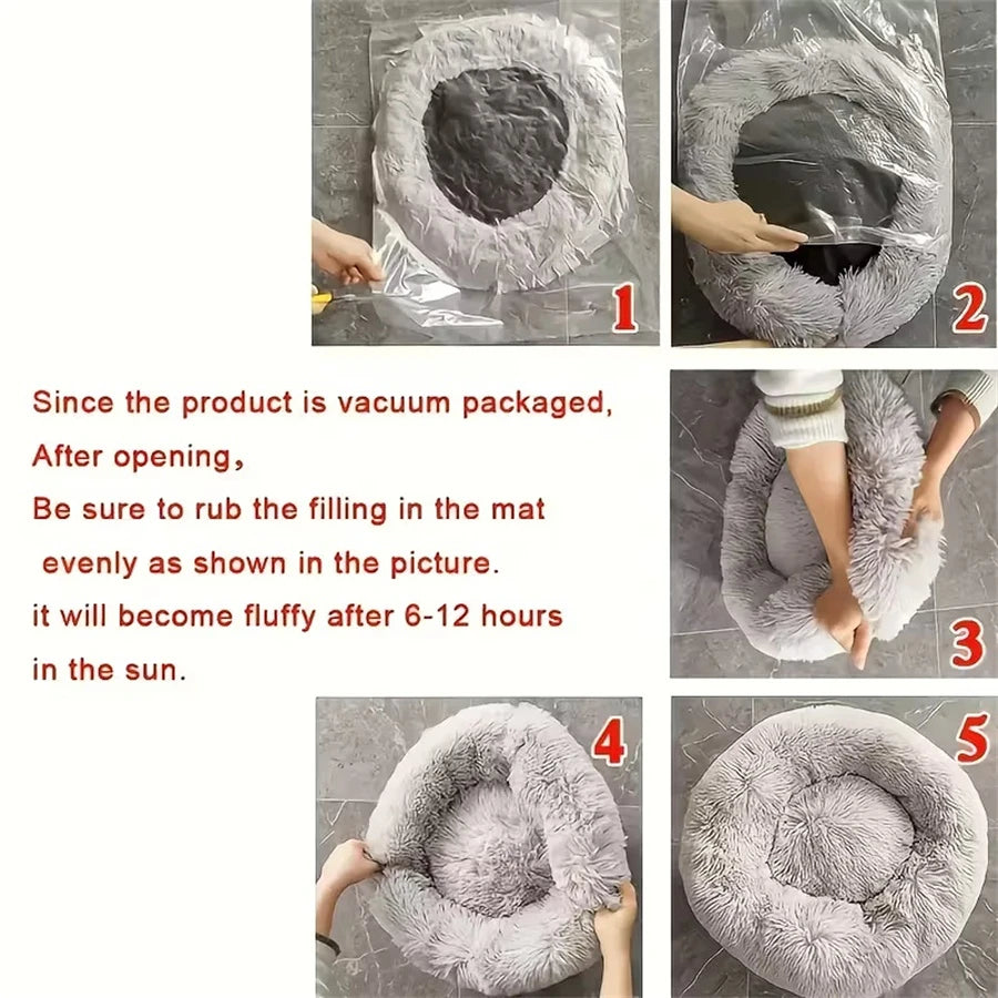 Cozy Plush Donut Cat Bed - Soft, Warm & Washable Comfort for Small to Medium Pets
