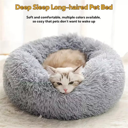 Cozy Plush Donut Cat Bed - Soft, Warm & Washable Comfort for Small to Medium Pets