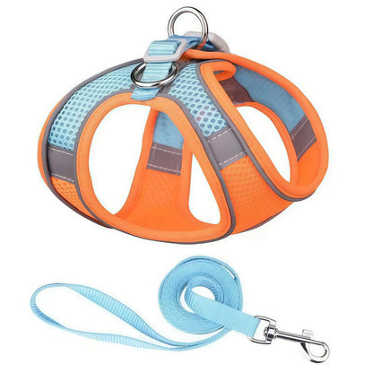 Reflective Adjustable Pet Harness and Leash Set for Small to Medium Dogs and Cats - Ideal for Outdoor Walking