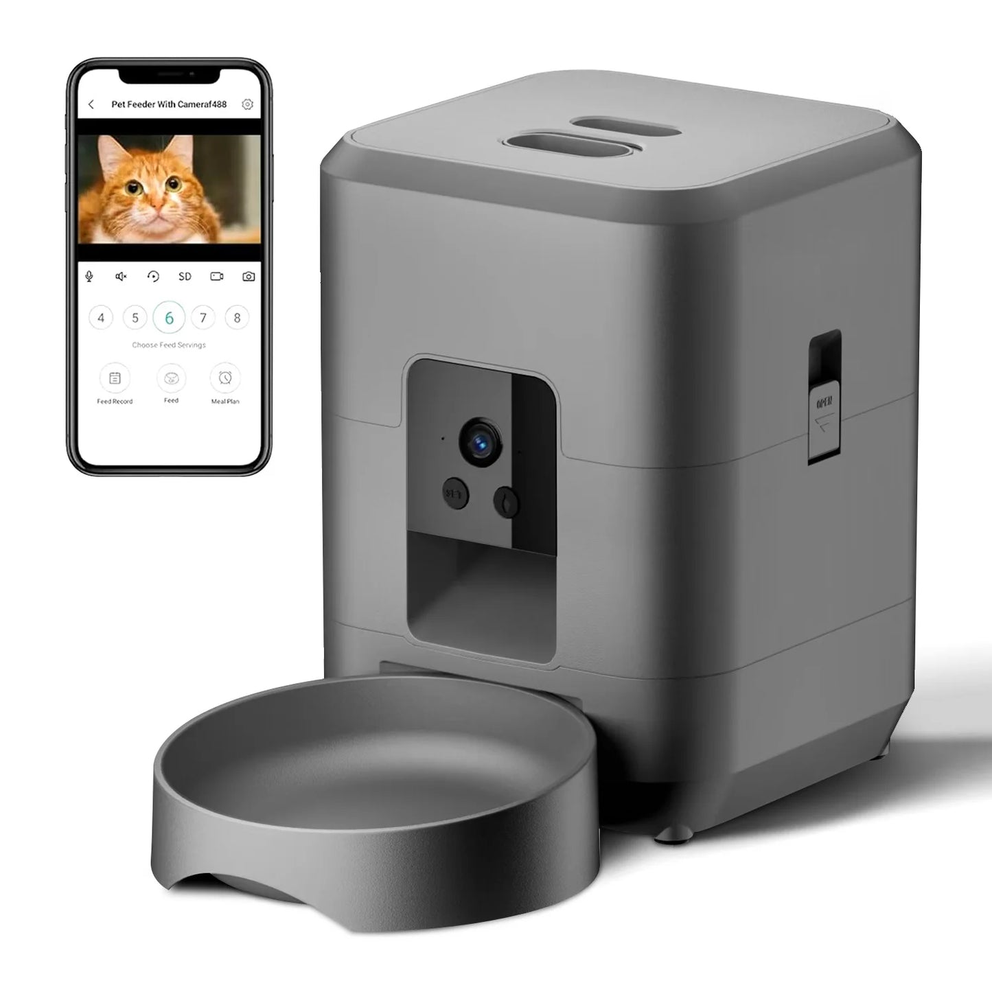 Smart 2L Automatic Pet Feeder with Timer and Camera - Perfect for Cats and Dogs!
