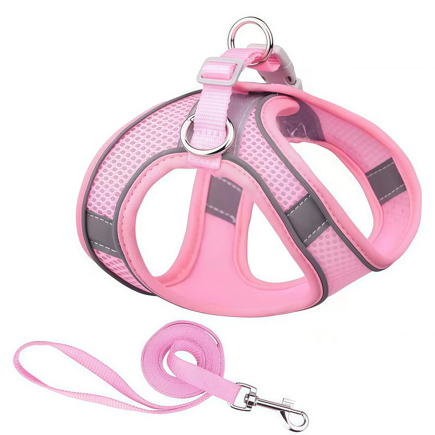 Reflective Adjustable Pet Harness and Leash Set for Small to Medium Dogs and Cats - Ideal for Outdoor Walking