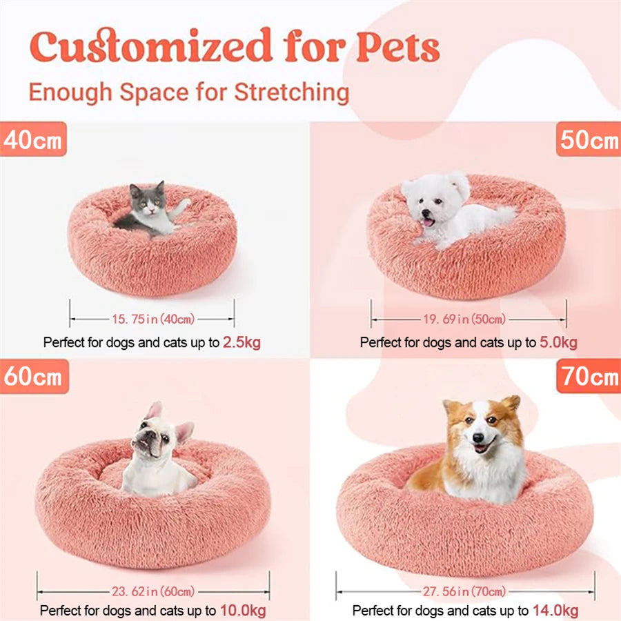 Cozy Plush Donut Cat Bed - Soft, Warm & Washable Comfort for Small to Medium Pets
