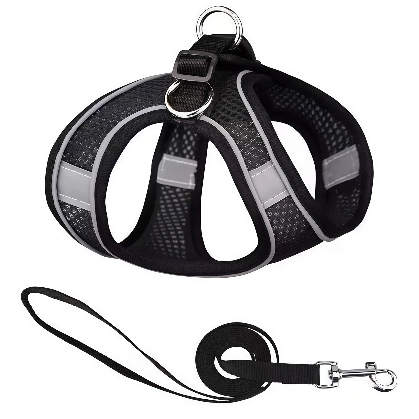 Reflective Adjustable Pet Harness and Leash Set for Small to Medium Dogs and Cats - Ideal for Outdoor Walking