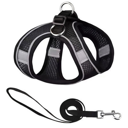 Reflective Adjustable Pet Harness and Leash Set for Small to Medium Dogs and Cats - Ideal for Outdoor Walking