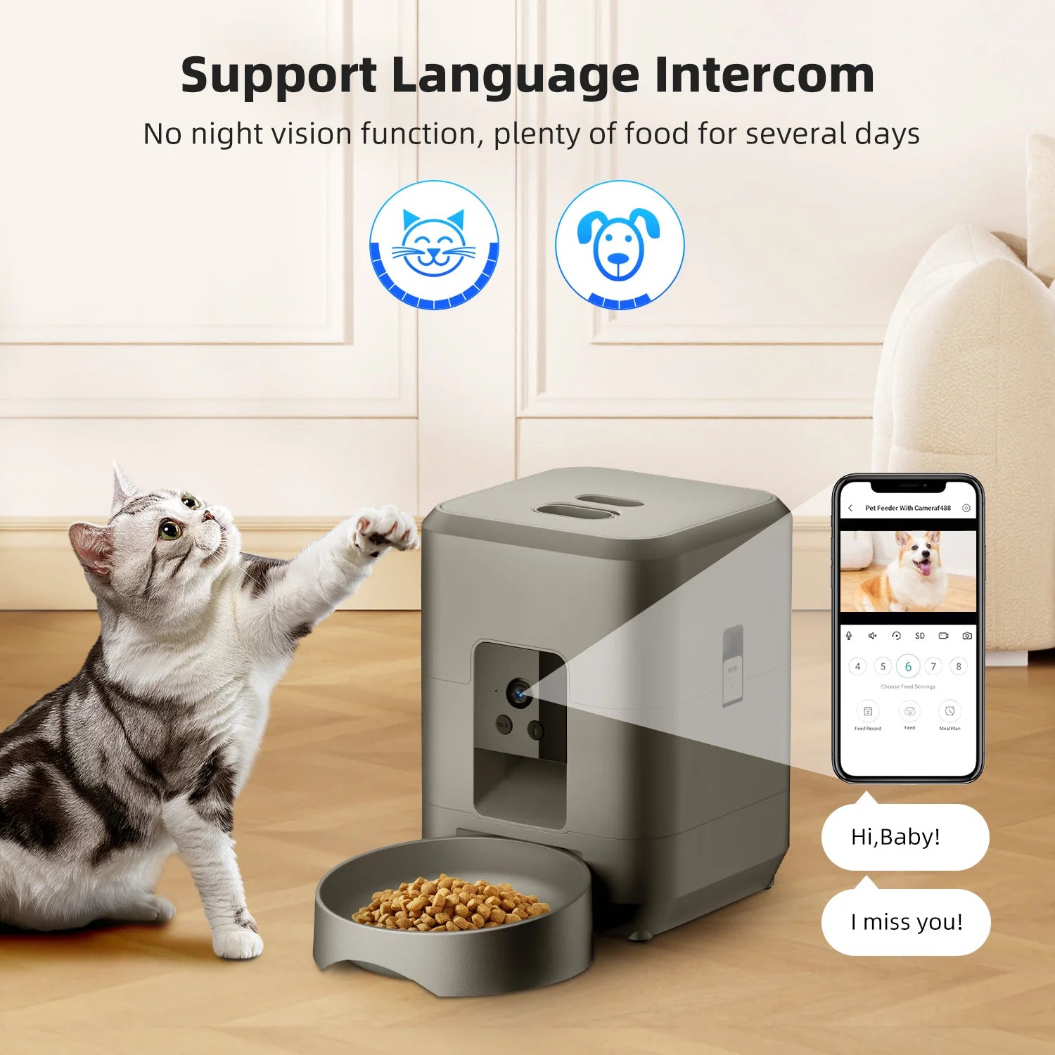 Smart 2L Automatic Pet Feeder with Timer and Camera - Perfect for Cats and Dogs!