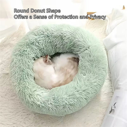 Cozy Plush Donut Cat Bed - Soft, Warm & Washable Comfort for Small to Medium Pets
