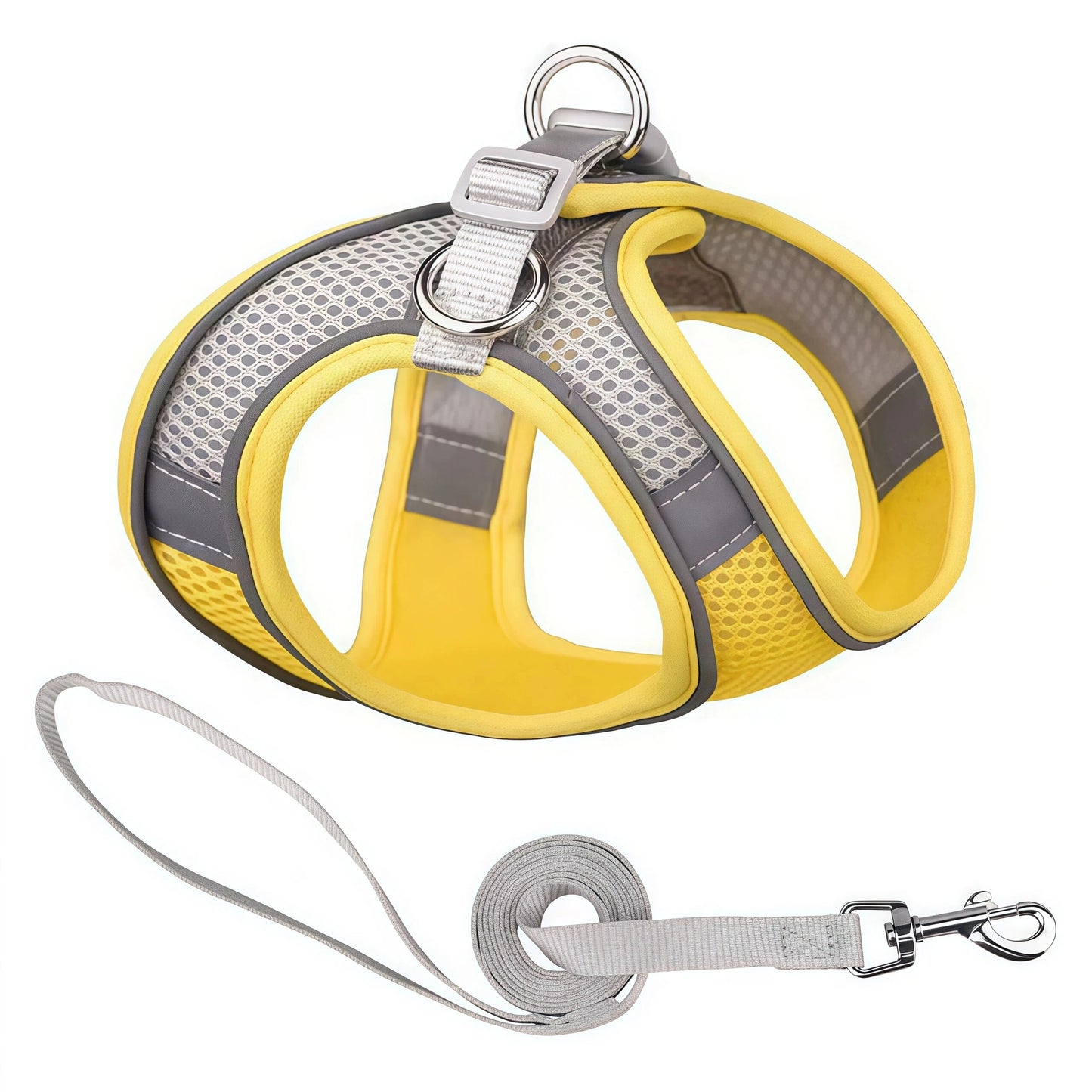 Reflective Adjustable Pet Harness and Leash Set for Small to Medium Dogs and Cats - Ideal for Outdoor Walking