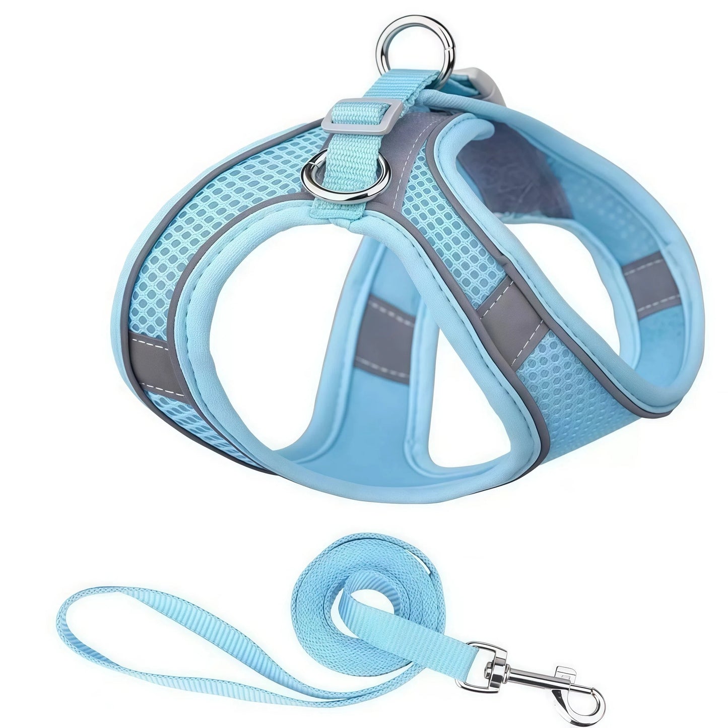 Reflective Adjustable Pet Harness and Leash Set for Small to Medium Dogs and Cats - Ideal for Outdoor Walking