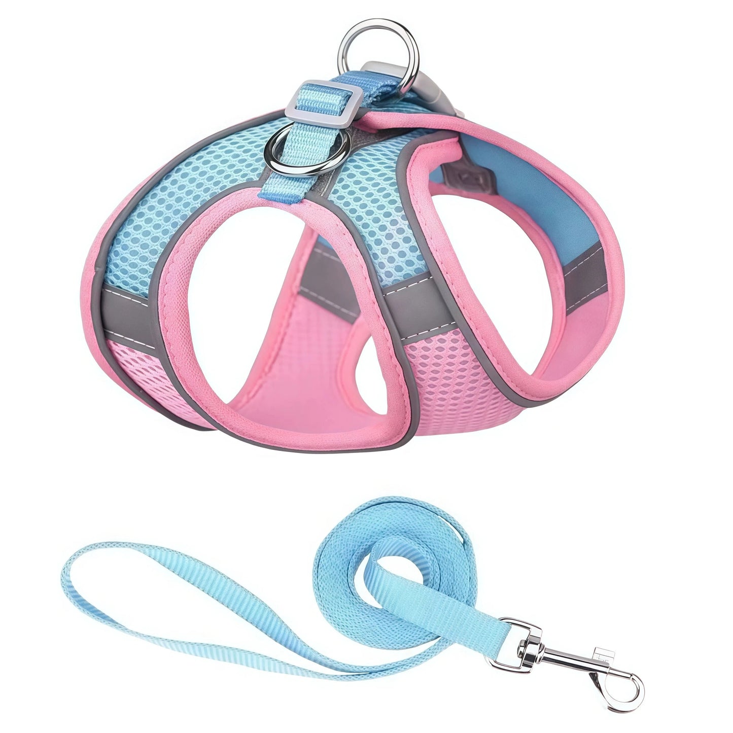 Reflective Adjustable Pet Harness and Leash Set for Small to Medium Dogs and Cats - Ideal for Outdoor Walking