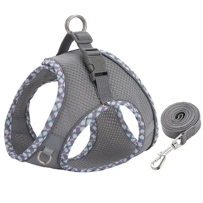 Reflective Adjustable Pet Harness and Leash Set for Small to Medium Dogs and Cats - Ideal for Outdoor Walking