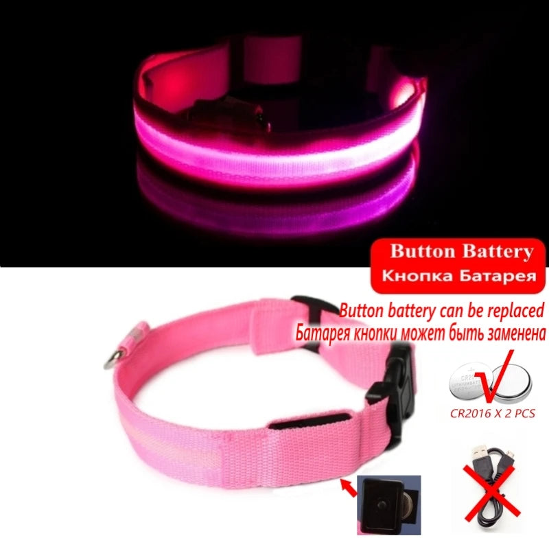 LED Dog Collar Light - Anti-Lost Illuminated Accessory for Dogs and Puppies, USB Rechargeable
