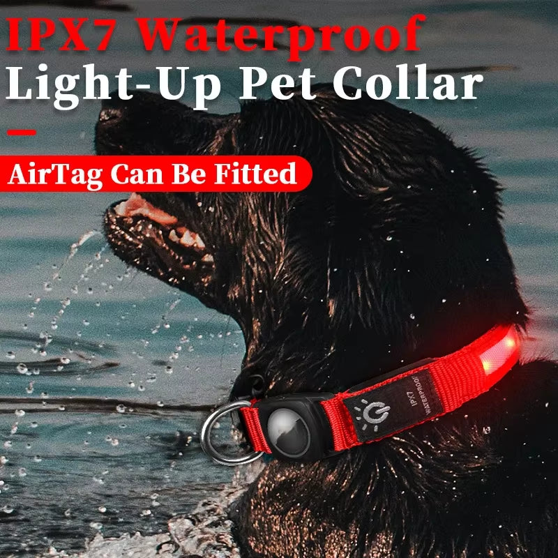 Airtag Protective Sleeve Dog Collar with Waterproof LED Features - Luminous Cat Collar