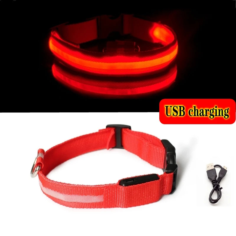 LED Dog Collar Light - Anti-Lost Illuminated Accessory for Dogs and Puppies, USB Rechargeable