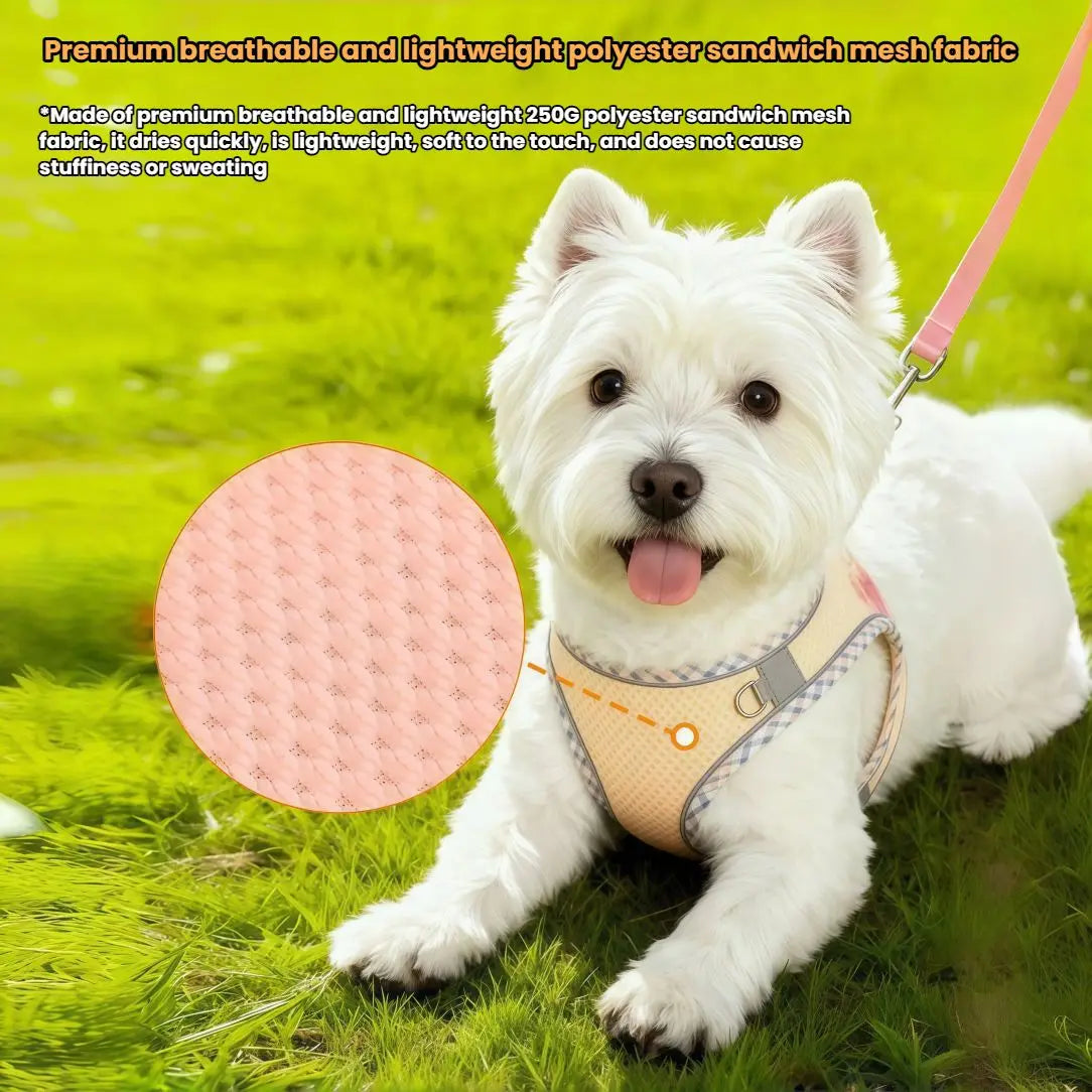 Reflective Adjustable Pet Harness and Leash Set for Small to Medium Dogs and Cats - Ideal for Outdoor Walking