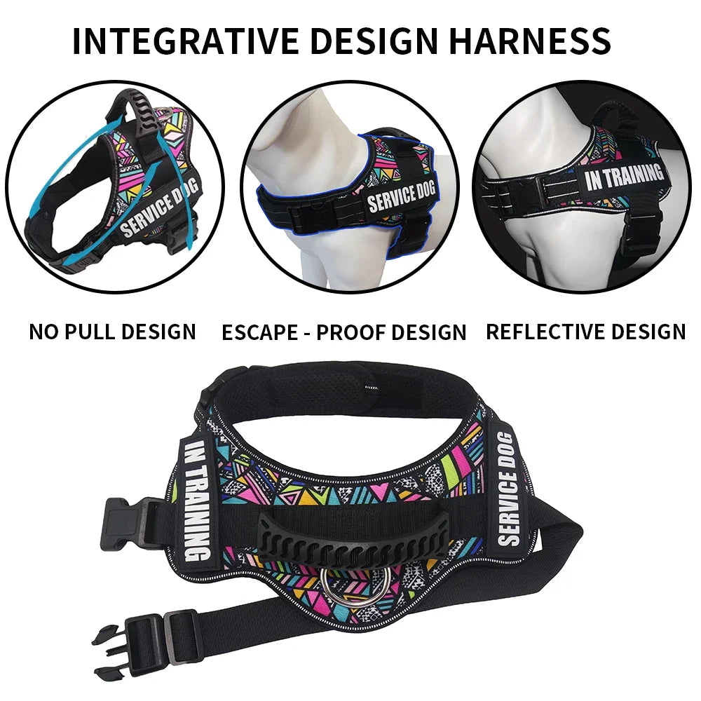 Premium Service Dog and Emotional Support Harness Vest with Removable Reflective Patches for Medium to Large Dogs