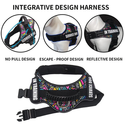 Premium Service Dog and Emotional Support Harness Vest with Removable Reflective Patches for Medium to Large Dogs
