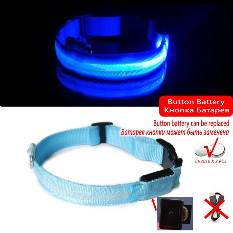 LED Dog Collar Light - Anti-Lost Illuminated Accessory for Dogs and Puppies, USB Rechargeable