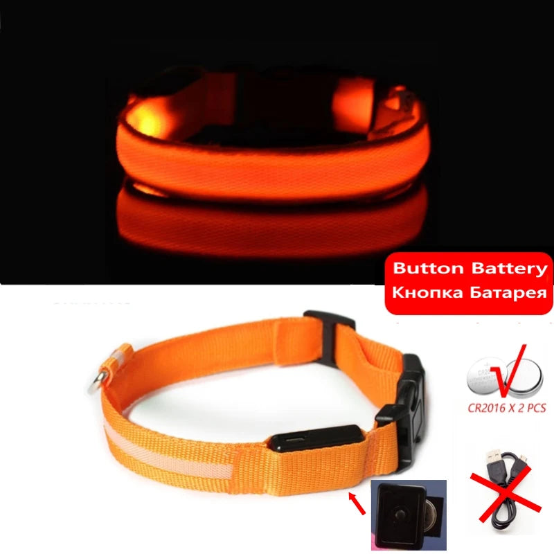LED Dog Collar Light - Anti-Lost Illuminated Accessory for Dogs and Puppies, USB Rechargeable